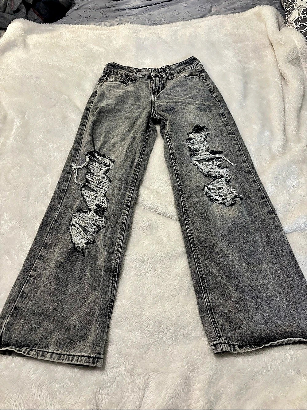 refuge denim Baggy Wide Leg Distressed Jeans Waist 0